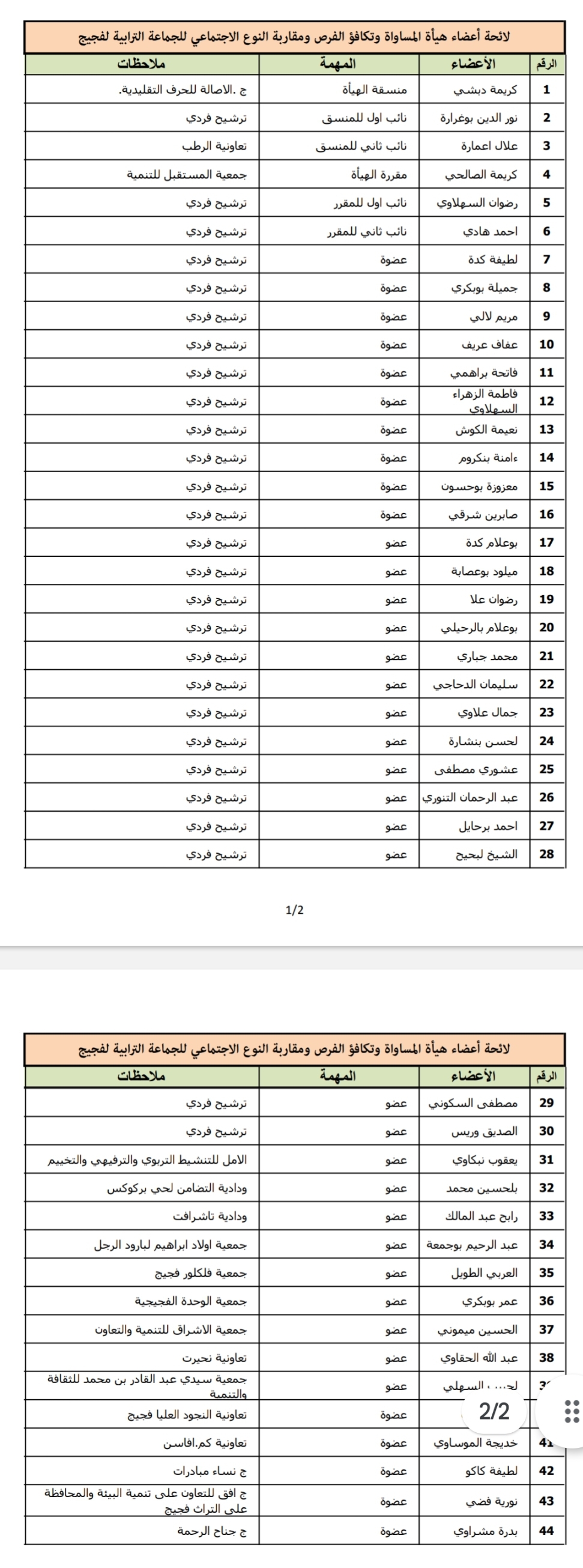 لائحة هيأة المساواة